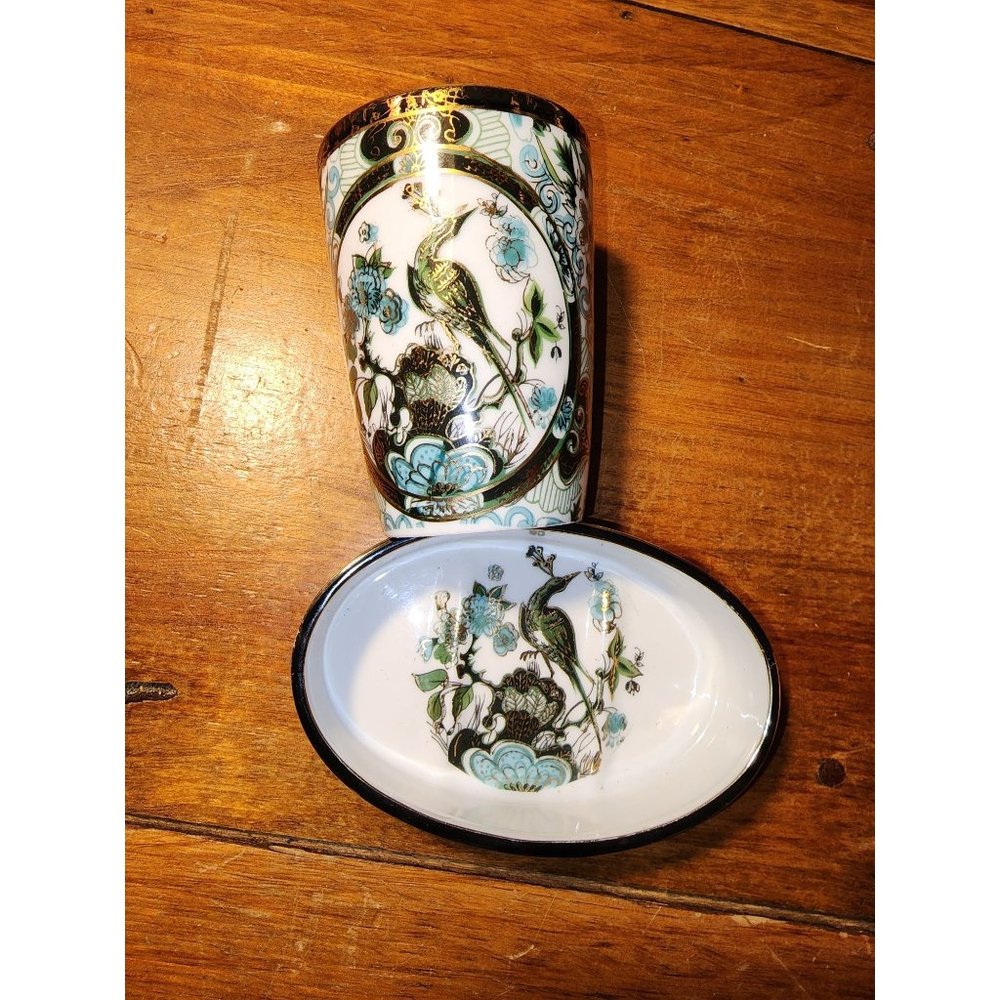 SAJI Fine China made in Japan Mug and soap dish 2 piece‎ set